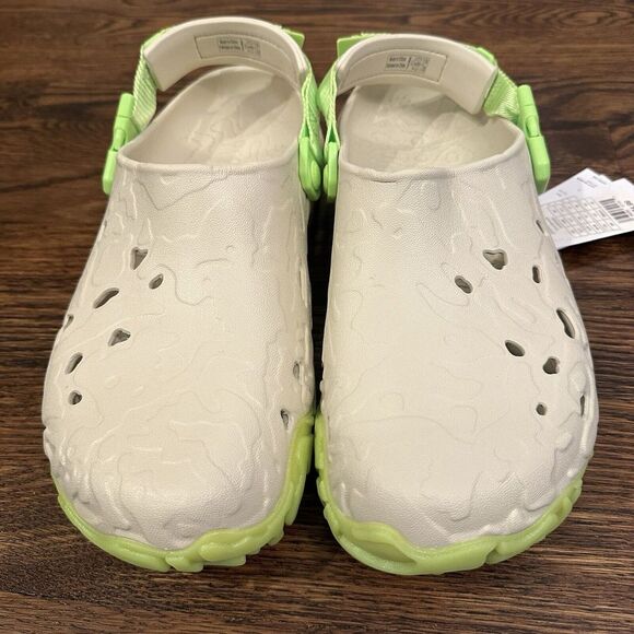 NEW Crocs All Terrain Atlas Clog Men\'s 11 Bone Tan Lime Green Trail Hike Sandals